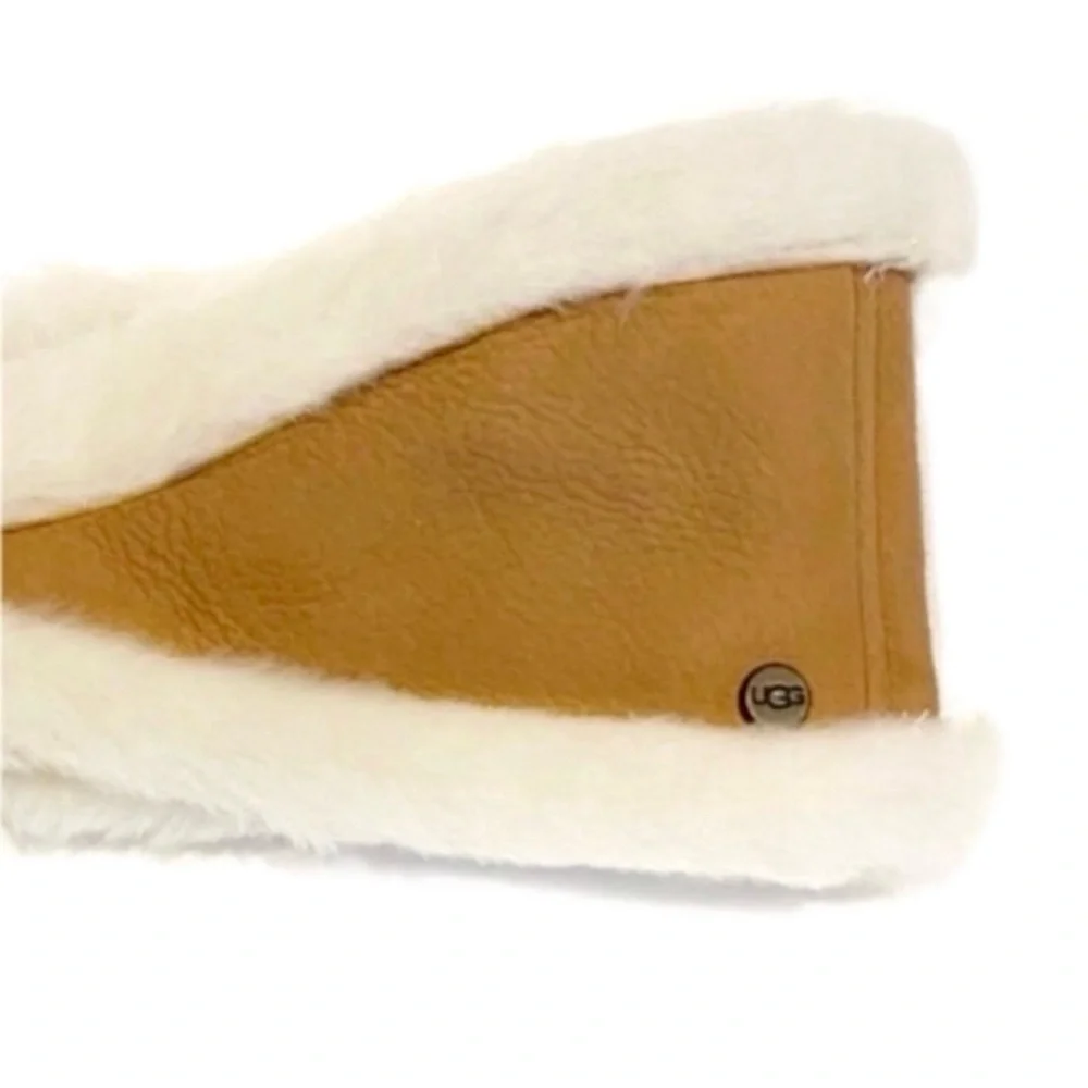UGG Reversible Chestnut Leather & Shearling Headband NWT